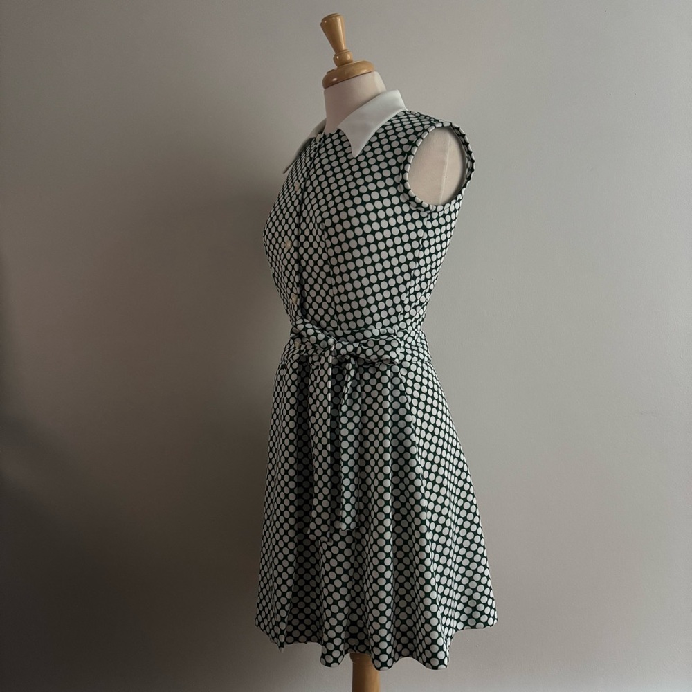 Vintage Green and White Polka Dot Mini Dress - Picture 10 of 12
